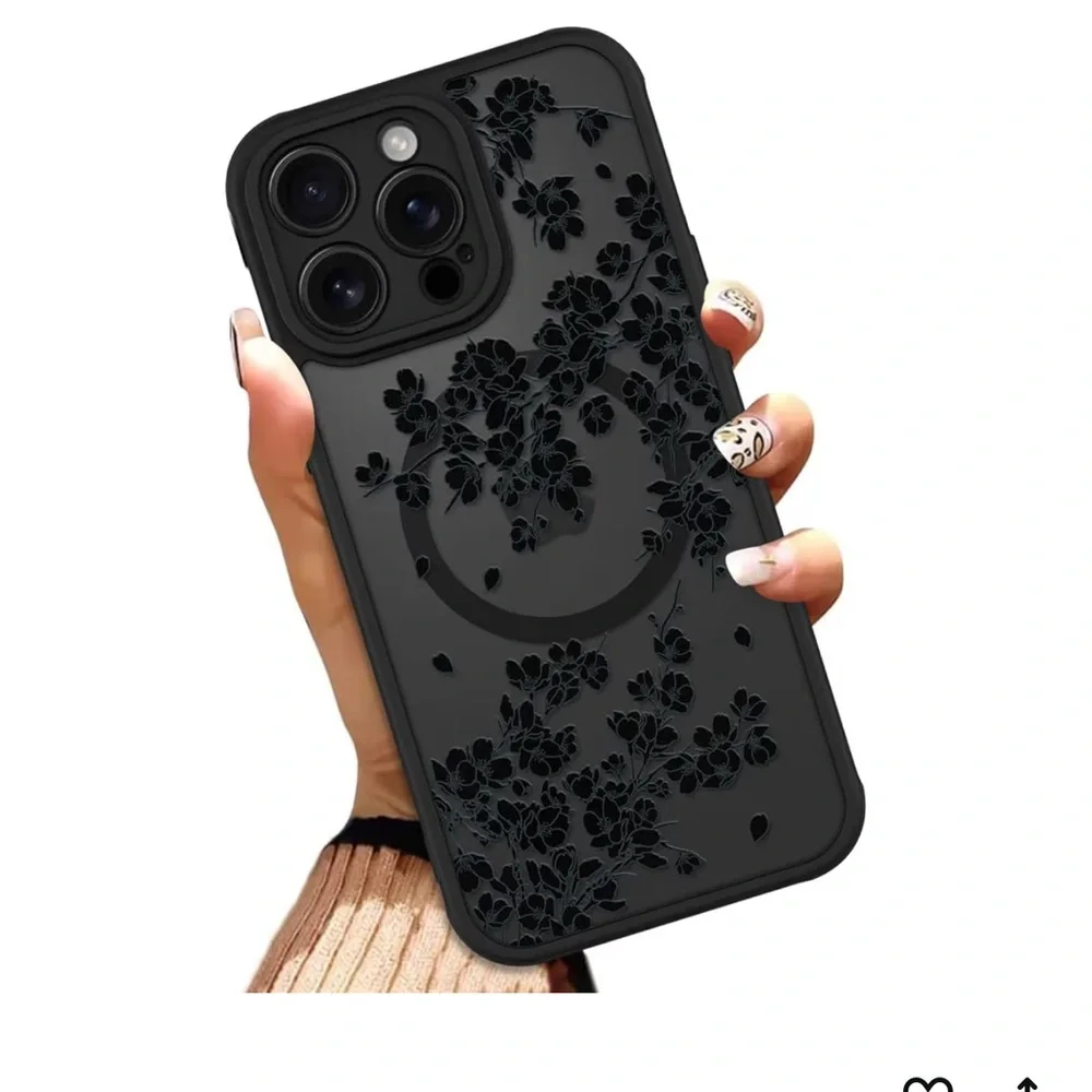Floral Black Phone Case 14 ProMax